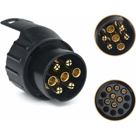7/13 Adaptateur Prise Remorque 7 vers 13 Broches Connecteur Fiche Attelage 7 Pole a 13 Pin pour Remorque de Voiture, Tracteur, Caravane, Porte-vélo (1/4)