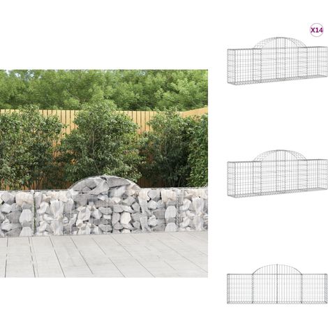 Gabionen mit Hochbogen 14 Stk. 200x30x60/80 cm Verzinktes Eisen - Gabionen - Gartenzaun - Gartendeko - Eisen - Korb (1/5)