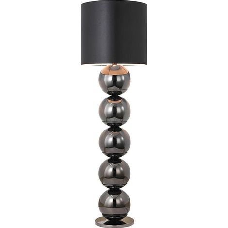 Grand Lampadaire XL 5 Sphères en Métal Anthracite avec Abat-Jour Noir Satiné 165 cm - PANGIVO (1/5)
