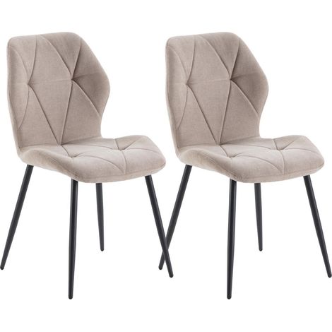 Lot de 2 chaises en tissu polyester doux taupe et pieds en métal laqué noir - LUCIANA (1/5)