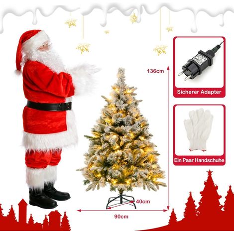 136 cm kunstlicher weihnachtsbaum mit schnee 150 warmweien led lichtern grun