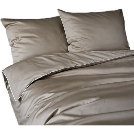 Parure de lit en pur coton Makosatin 180x200 cm, beige taupe premium (1/5)