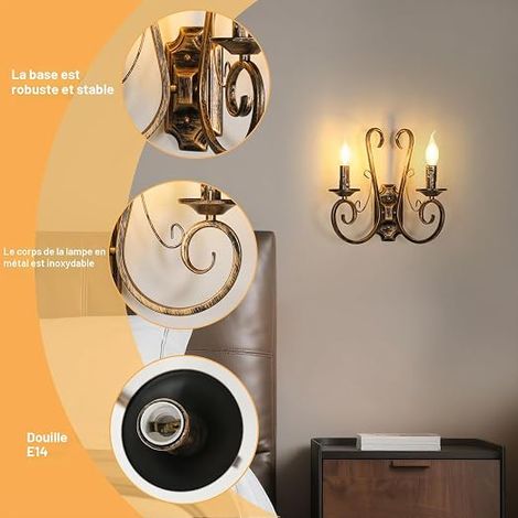 Vintage Indoor Wall Light, Industrial Wall Lamp E14 (1/4)