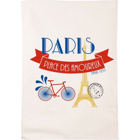Essuie main paris vélo en coton décoré (1/3)