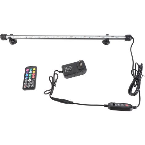 Ortviai Lampe LED RGB pour aquarium avec télécommande – 49 cm, fonction lever/coucher de soleil, intensité et minuterie réglables