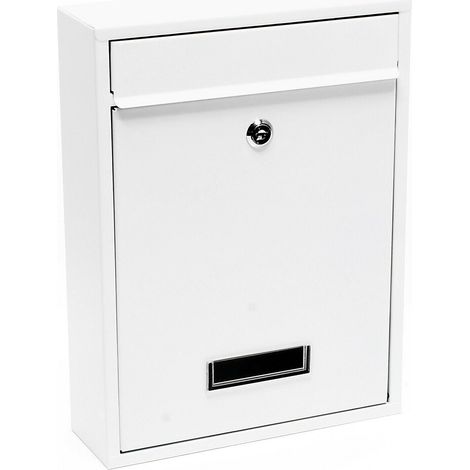 Buzón de pared de diseño acero galvanizado 21,5 x 9 x 32 cm blanco 160000074