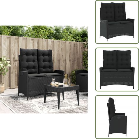 Muebles de jardín - vidaXL Sillón reclinable de jardín con cojines ratán sintético negro - Asiento reclinable