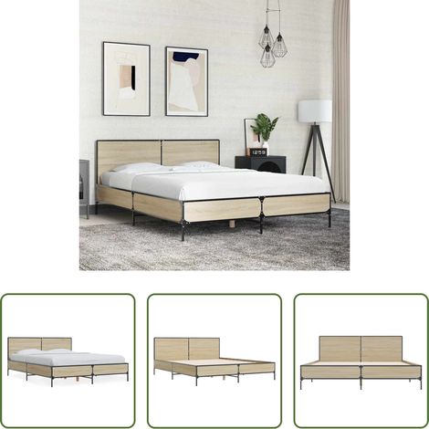 Sommeil -  Cadre de lit sans matelas chêne sonoma 140x190 cm (1/5)