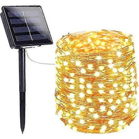 Guirlande lumineuse solaire LED d'extérieur - 32 m 22 m 11 m 7 m étanche - 32 m 300 LED - Blanc chaud - 1 pièce (1/5)