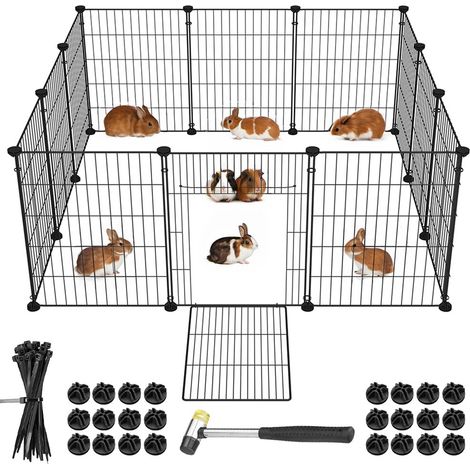 Recinto Animali di Piccola Taglia con Porta Apribile Criceti Conigli 12pz 35x45cm (1/5)