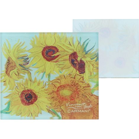 Carmani, posavasos de cristal de aprox. 11,5 x 11,5 cm - Van Gogh/Girasoles (1/2)