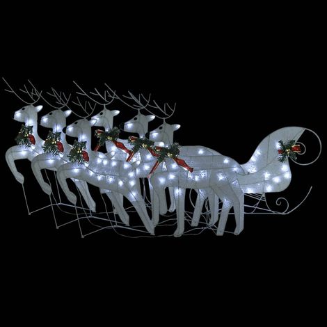 Reindeer & Sleigh Christmas Decoration 140 LEDs Outdoor White vidaXL