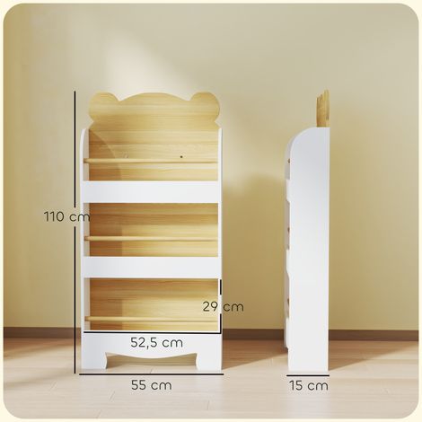 Bibliothèque pour enfants à 3 étagères, étagère de rangement en bois, 55 x 15 x 110 cm, bois naturel (1/5)