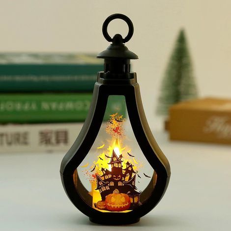 Lanternes décoratives d'Halloween : lanternes citrouilles, bougies LED, bougies scintillantes sans flamme, décorations de jardin d'Halloween (1/5)