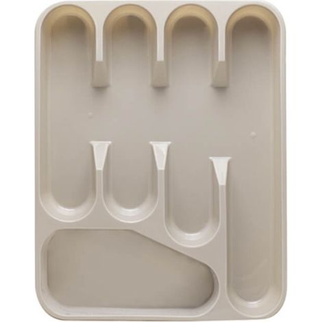 Portaposate di Plastica dimensione 33,5x26,5x4,5 cm - Con 5 scomparti per posate e utensili in cucina - Beige (1/5)