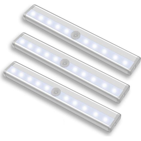 Sets mit je 10 LED-Leuchten, kabellos, USB-aufladbar, magnetisch, mit Bewegungssensor, tragbar. Schrankbeleuchtung, Notbeleuchtung, Nachtlichter für Kinder, 19 cm