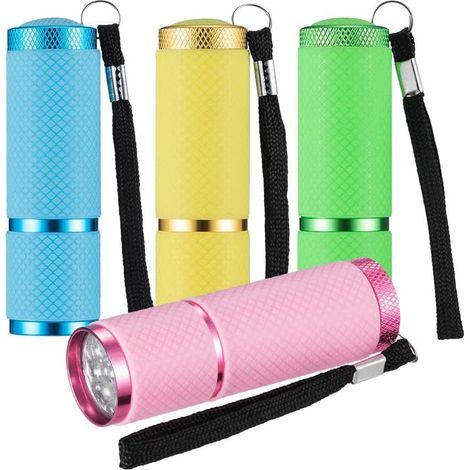 QAZQA 4 Pcs Lampe Torche Led , Mini Lampe de Poche avec Poignée Fluorescente pour Enfant ou Camping Lecture Promenade Randonnée Travail