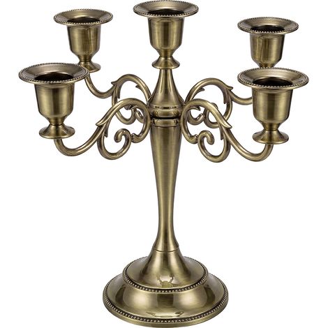 Levede Candle Holder 5 Arm Metal Candelabra Bronze Candlestick Stand Centerpiece