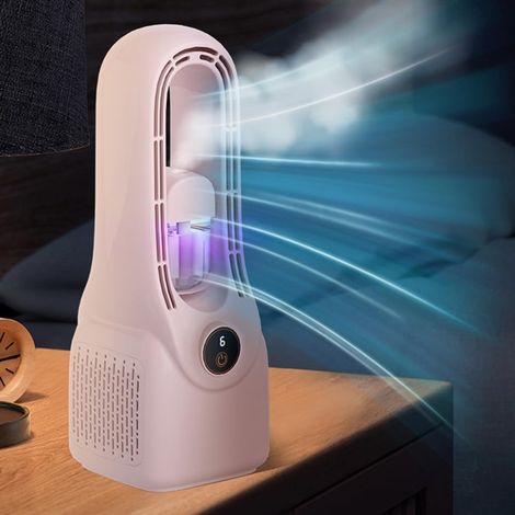 Climatiseur Mobile Sans Pales - Tendance Silencieux Humidificateur - Brume 6 vitesses éclairage coloré - Bureau domicile - Rose (1/4)