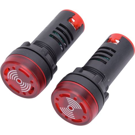 Lot de 10 avertisseurs sonores à LED rouge BERM AD16-22SM (bip clignotant, alarme, 220 V CA) (1/5)