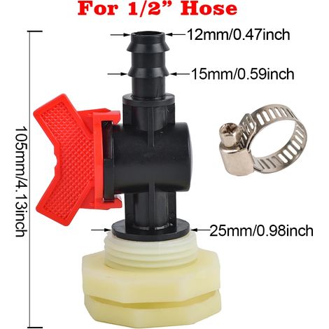 (B-Chine continentale) Kit de raccord de cloison pour récupérateur d'eau de pluie 3/4 pouce, vanne en PVC avec adaptateur de tuyau, kit pour aquariums, réservoirs d'eau et piscines (1/5)