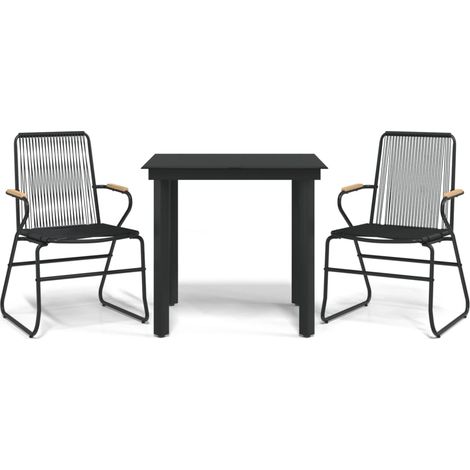 Ensemble à manger de jardin 3 pcs,Salon de jardin noir rotin PVC CFW78871 (1/5)