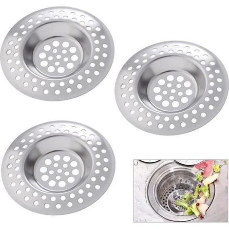 Lot de 3 Filtre évier Cuisine, Filtre de vidange en Acier Inoxydable, Filtre évier, Grille a evier, bonde Baignoire, Filtre , (1/4)