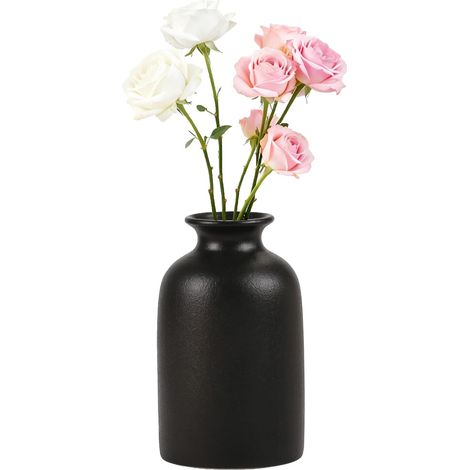 Petits vases modernes en céramique noire de 12 cm pour décoration de table de mariage, centre de table, décoration de bureau à domicile (1/5)