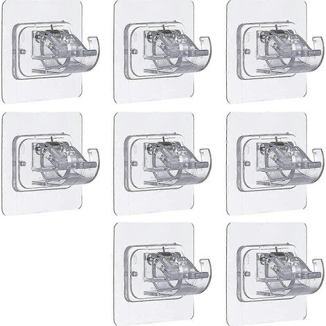 Supports de tringle à rideaux et crochets de rideaux auto-adhésifs, sans clous, paquet de 8. (1/5)