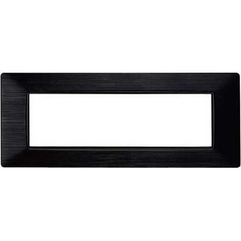 Plaque compatibles Vimar Plana 7 modules plastique couleur noir satiné Ettroit EV85614