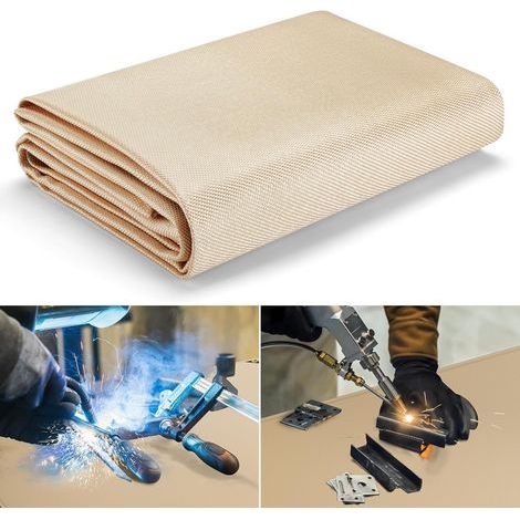 Couverture de soudure robuste en fibre de verre résistante à la chaleur avec œillets en laiton, tapis de soudure multifonction pour barbecue, fumoir, camping, utilisation industrielle (1,2 x 1,8 m) (1/5)
