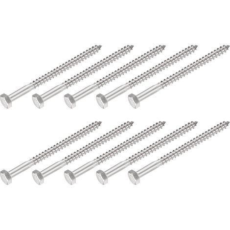 Hex Tirefond Vis (M6x90mm)10pcs, 304 Inox Acier Autotaraudeurs Bois Boulons - pour Ménage Applications (1/5)
