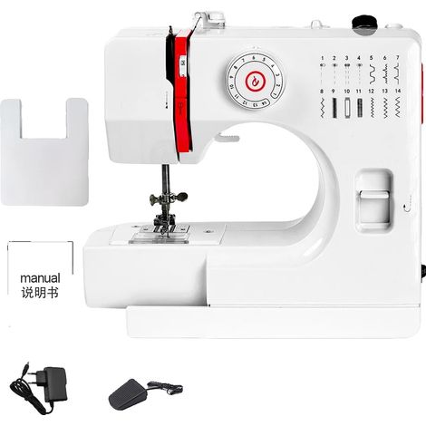 Mini Machine à Coudre, 14 Modèles de Points, 10,4 x 5,1 x 9,5 Pouces, Formation de Point de Verrouillage, Légère 4,3 Livres, Table d'Extension Incluse (1/5)