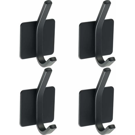 Set mit 4 selbstklebenden Wandhaken aus Edelstahl SUS 304, schwarzer Handtuchhalter für Bad oder Küche (1/5)