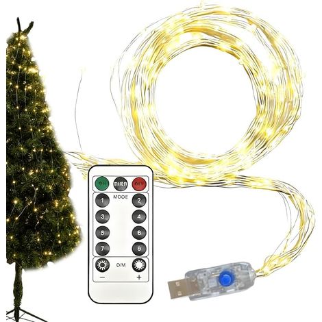 Genérico Guirlande lumineuse de Noël LED cascade avec télécommande - Lumières de Noël réglables avec 8 modes - Pour clôtures, jardin, patio, patio, véranda, intérieur, salle de séjour, fête (1/5)