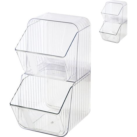 Bac de rangement alimentaire en plastique transparent organisateur de sachets pour snacks, thés, café instantané, cosmétiques, rouge à lèvres, 13.6x26.9x12.6 cm (1/5)