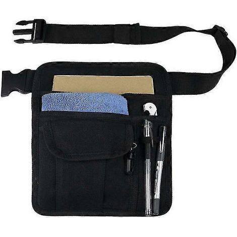 Tablier de serveur/serveuse - Ceinture utilitaire avec poche de rangement pour livre d'or, tablette, argent, stylos et monnaie - Noir (Coi BLACK20) (1/5)