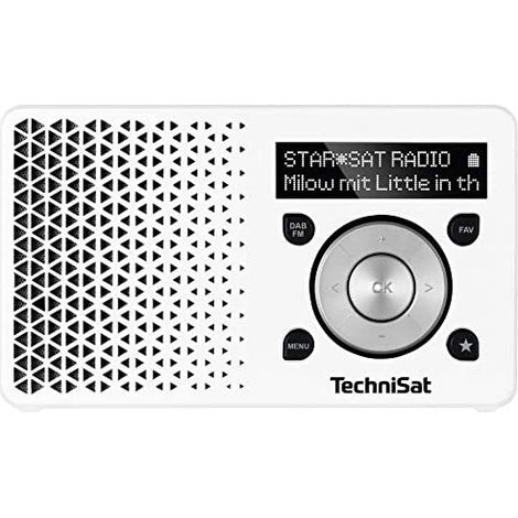 TechniSat DIGITRADIO 1 - Tragbares Dab+ Radio mit wiederaufladbarem Akku (Dab, FM, Lautsprecher, Kopfhöreranschluss, Favoritenspeicher de, OLED-Display, klein, 1 Watt RMS) Silber/Weiß (1/3)