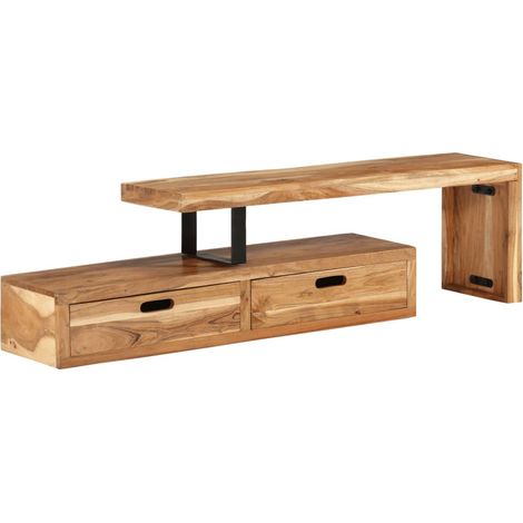 Mueble TV multimedia estantería para televisión buffet comedor salón dormitorio madera maciza de acacia marrón 020026957