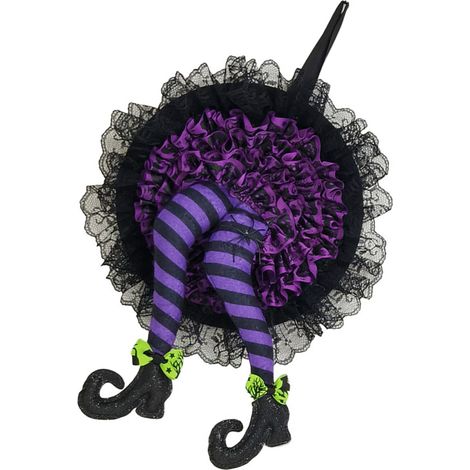 Couronne d'Halloween, couronne de jambes de sorcière, décorations pour porte d'entrée, décorations de fête