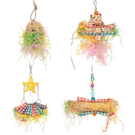 Jouets de déchiquetage d'oiseaux colorés, soulagement de l'anxiété, broyeur de perroquets, recherche de nourriture avec crochet pour inséparable calopsitte (1/5)