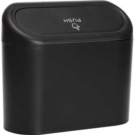 2x piccoli cestini per auto, cestini per auto con coperchio, cestini per auto impermeabili, contenitori portatili da appendere per auto, per ufficio in auto (nero)
