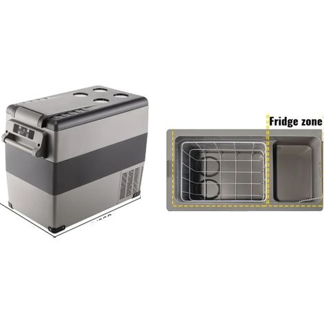 Réfrigérateur de voiture à compresseur portable, double tension, grande capacité, 55L (1/2)