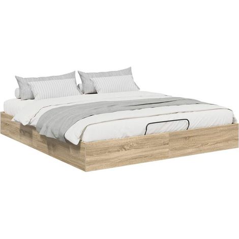 Cadre de lit ottoman en chêne Sonoma, dimensions : 203 x 180 x 25 cm (1/5)