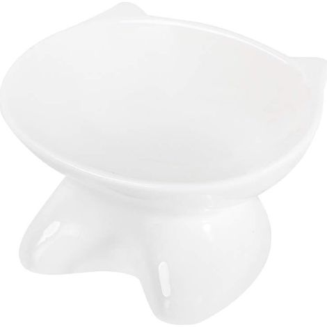 Blanc Céramique Gamelle pour Chat avec Support surélevé, pour Chats et Chiens de Petite Taille-Fei Yu (1/5)