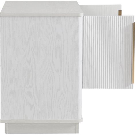 Armoire moderne pour chaussures en blanc, avec 2 portes et un compartiment ouvert. C’est une armoire pratique qui permet d’économiser de l’espace.. Dimensions : 60×40×61 cm. (1/5)