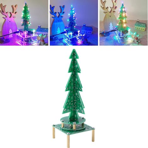 Kit électronique pour sapin de Noël musical rotatif, sapin de Noël lumineux à LED multicolores, kit tutoriel pour fabriquer soi-même un sapin de Noël électronique, kit de pièces détachées pour sapin d (1/5)