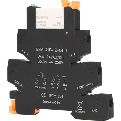 Ultradünnes Halbleiterrelais, DIN-Schienenmontage, DC/AC-Steuerung, 6A SPDT SSR-Modul, 6-24V Spannung, Wechslerkontakt. (1/5)