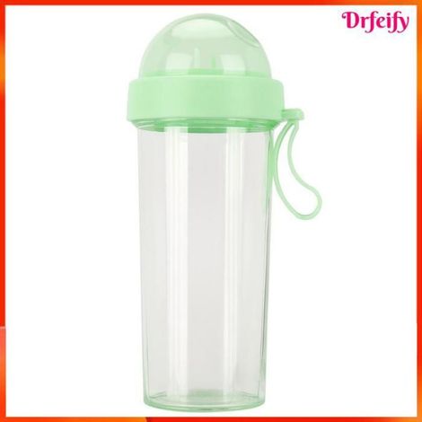 Bouteille d'eau - - 600 ml - Double compartiment - 2 pailles - Poignée silicone (1/5)