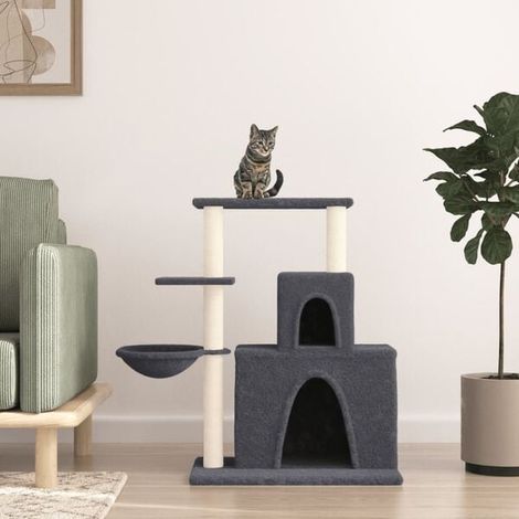 Arbre à chat avec poteaux en sisal, gris foncé, 83 cm (1/4)
